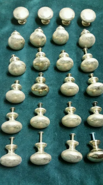 24 Antique SOLID HEAVY Brass  Pull Knob Cabinet Dresser Drawer Door Handle (A1)