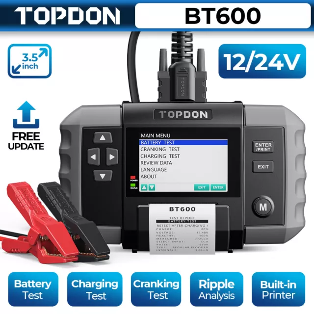 12V 24V AUTO Car Battery Tester Cranking Charging Voltage Alternator