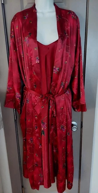 Vtg Inner Most SILKY Nightgown Robe SET Lingerie EUC Plus Size 1X