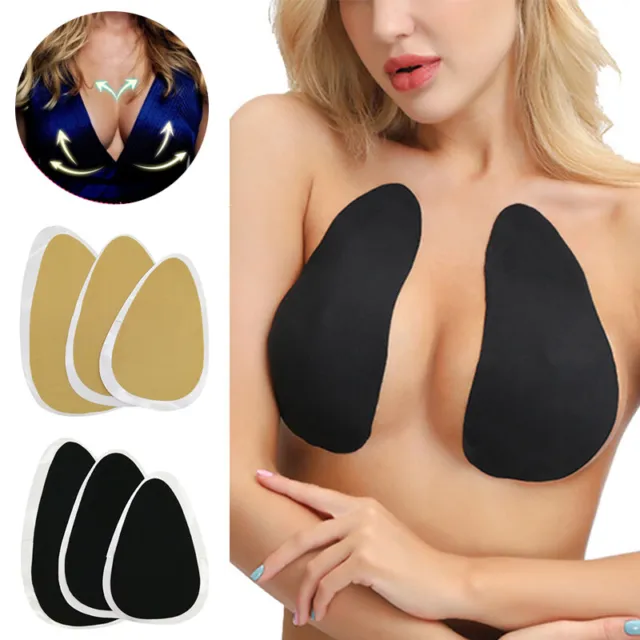 Women Cup Bra Thin Invisible Silicone Breast Pads Boob Lift Tape Nipple Cover @