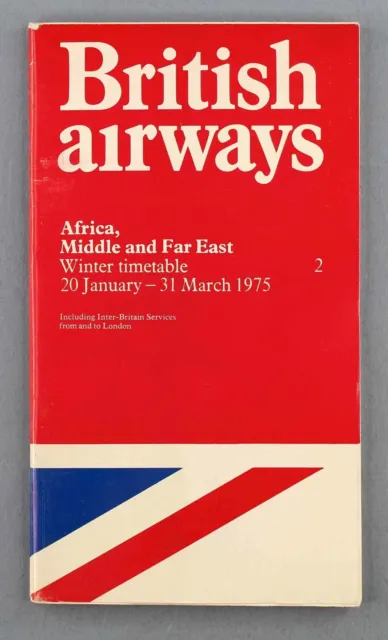 British Airways Africa Middle & Far East Timetable Winter 1975 Ba Seat Maps