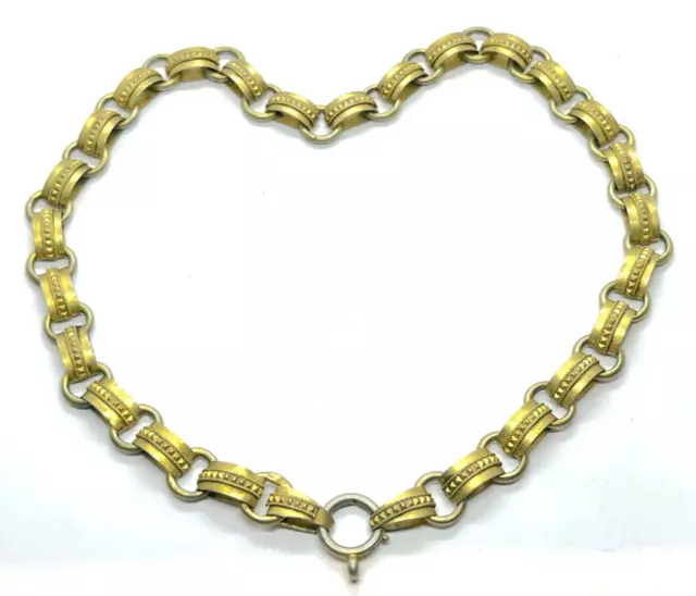 Antique Victorian Silver Gilt Book Chain Necklace  17”