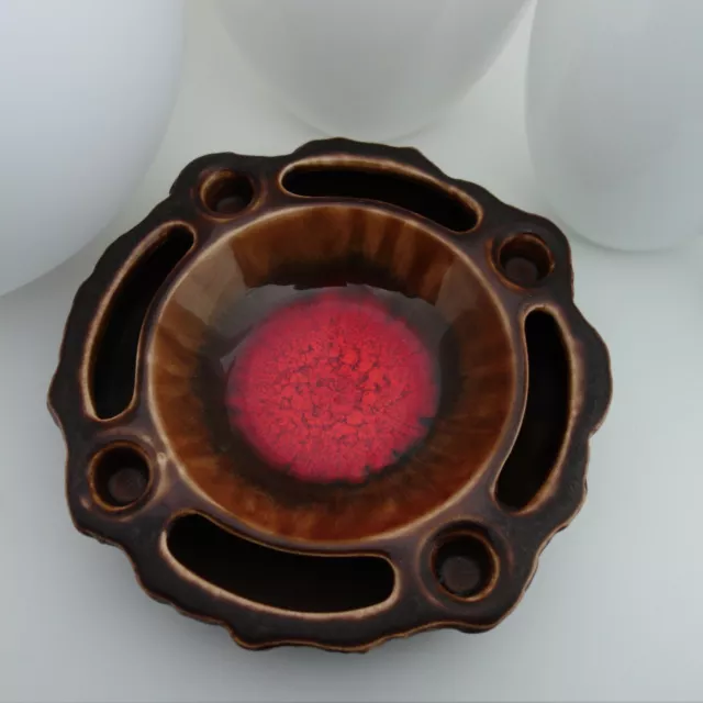 JASBA Keramik Adventskranz Steckschale Kerzenleuchter Ständer rot braun