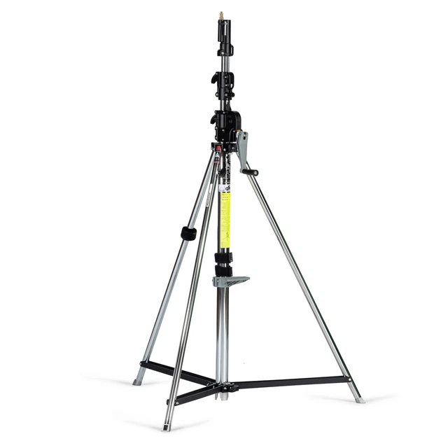 Trípode de lámpara de aluminio Manfrotto Wind-Up, plata, 3 segmentos