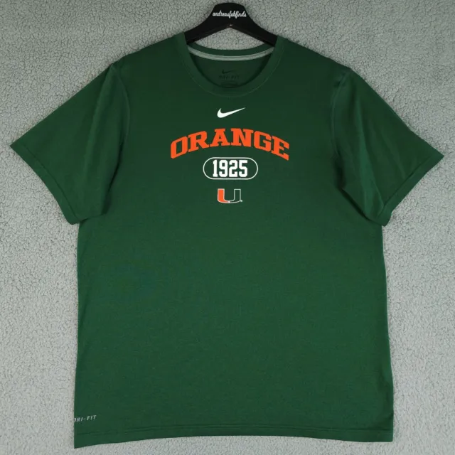 Miami Hurricanes Shirt Mens Medium Green Dri Fit Performance Short Sleeve Nike