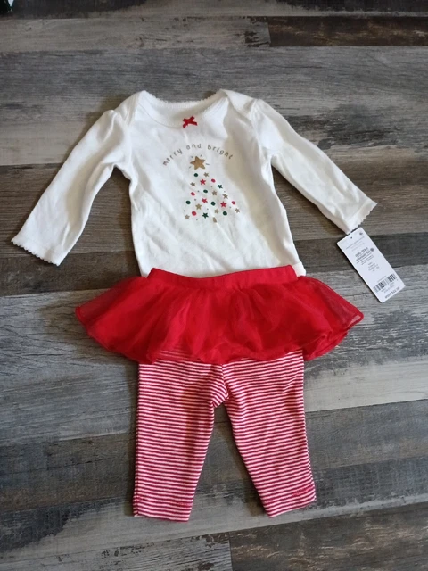 Carters Baby Girl Christmas 2 Piece Set Santa's Little Helper Outfit Newborn NWT
