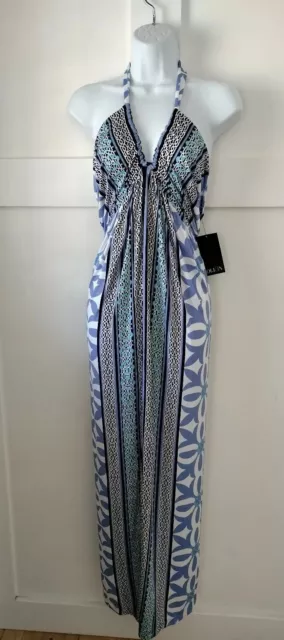 NWT Olian Maternity Halter Maxi Dress Medium Resort Beach Wear Stretchy Fabric 2