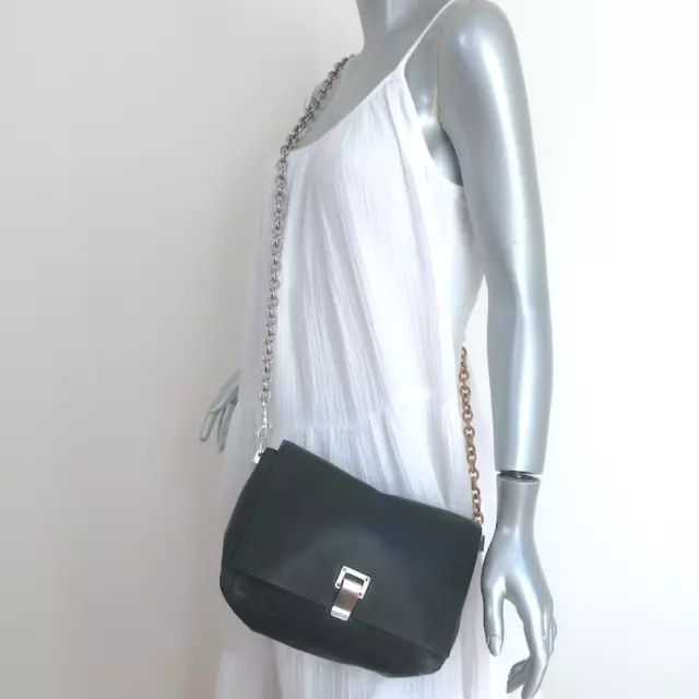 Proenza Schouler PS Courier Two-Tone Chain Strap Small Bag Black Leather 2