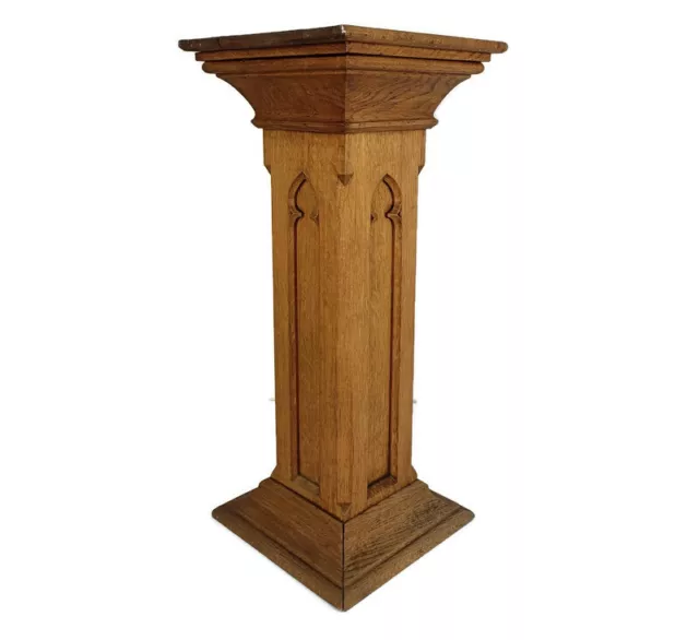 Gothic Antique Wooden Ornate Side Display Table Pedestal Plant Stand Church Chap