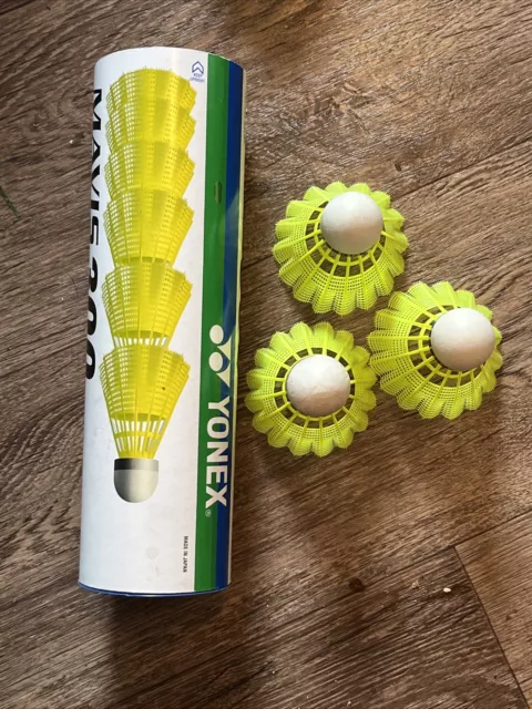 New - Yonex Mavis 300 Shuttlecock - Tube of 6 + 3 Yellow White Blue Circle Nylon