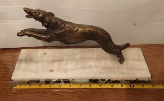 Original French Art Deco Bronze Borzoi / Russian Wolfhound Dog Sculpture .