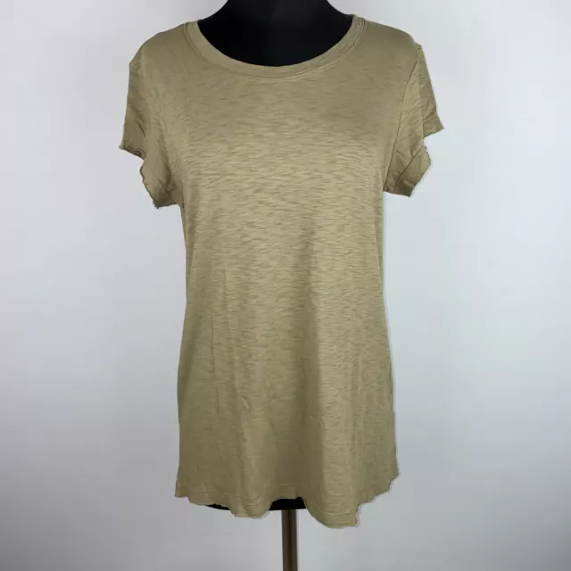 Michael Stars Womens OS One Size Olive Green Trudy Supima Crewneck Tee Casual