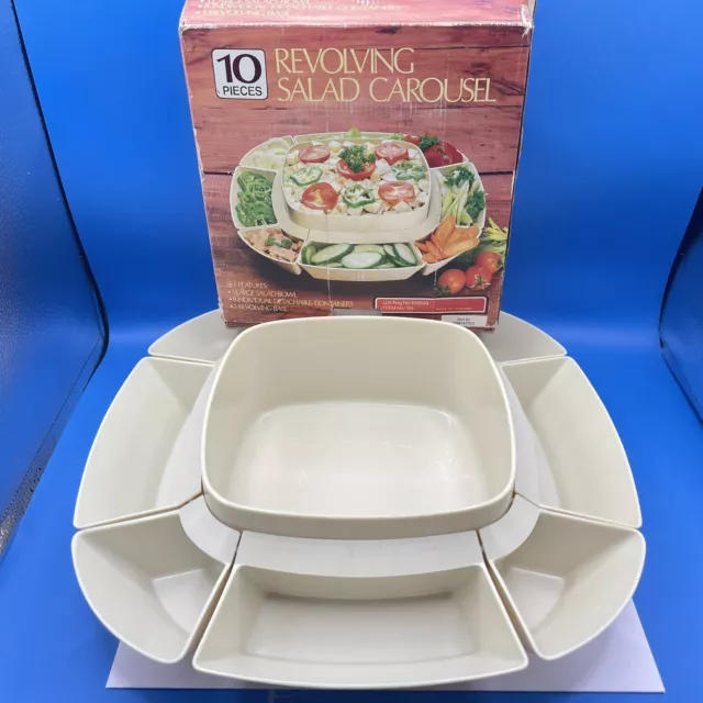 Antipasto per insalata girevole carosello pigro Susan 10 pezzi in scatola vintage