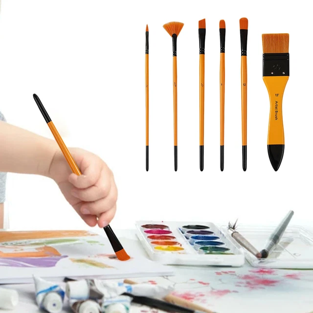 6x spazzole per capelli in nylon per artisti pennelli per pittura in legno