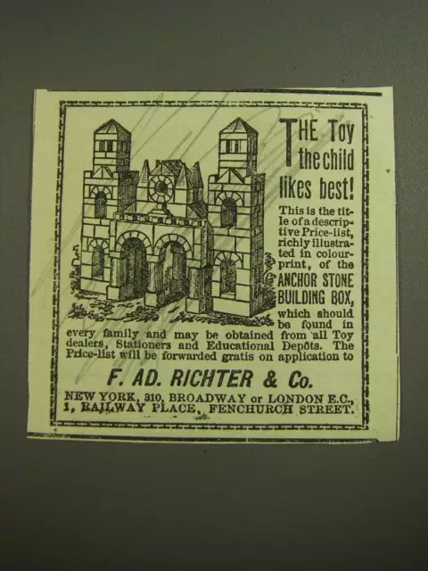 1887 F. Ad. Richter & Co. Anchor Stone Building Box Toy Advertisement