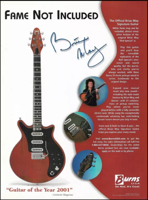 Queen band Brian May Signature Burns Guitar 2002 advertisement 8 x 11 ad print