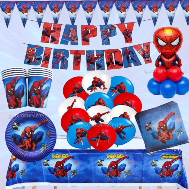 Spider Man Balloons Party Supplies Kids Boys Birthday Banner Tableware Decor