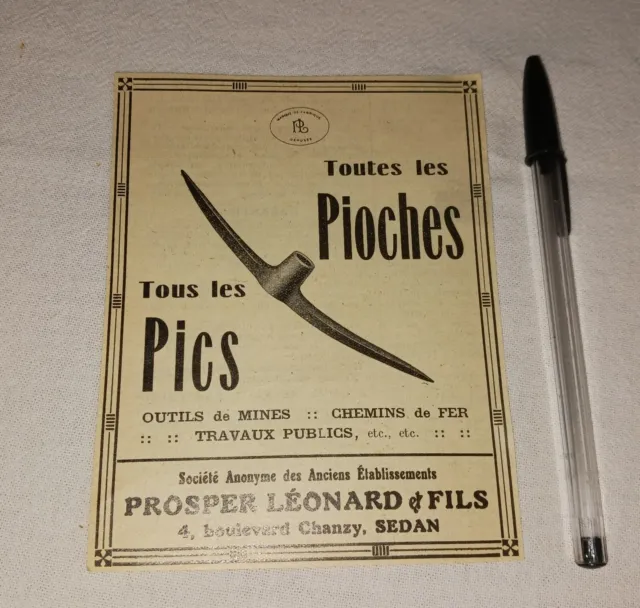 Collection Publicité Presse Ancienne 1928 Pioche Chemin De Fer Sedan 08 Ardennes