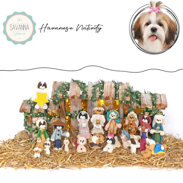 SAVANNA SHOPS Dog Nativity Havanese Gifts - Nativity Sets - Dog Lover  - Lowchen
