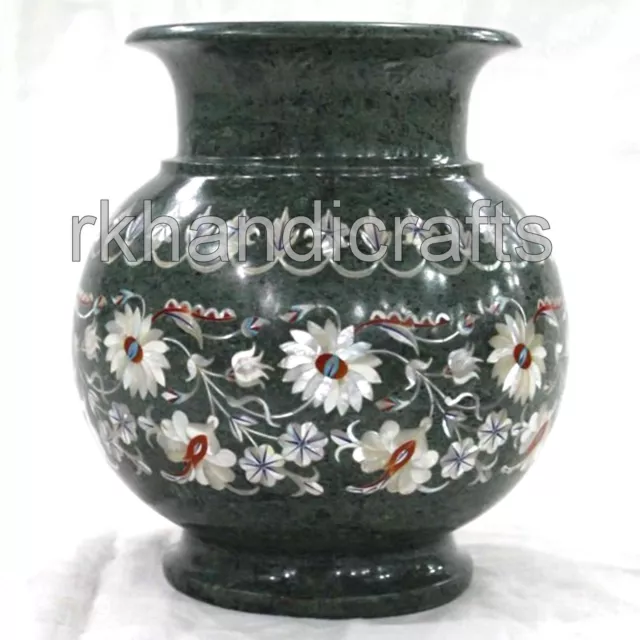 17.8cm Marmor Essiggurke Vase Perlmutt Inlay Arbeit Pflanzgefäß für Küchen Dekor