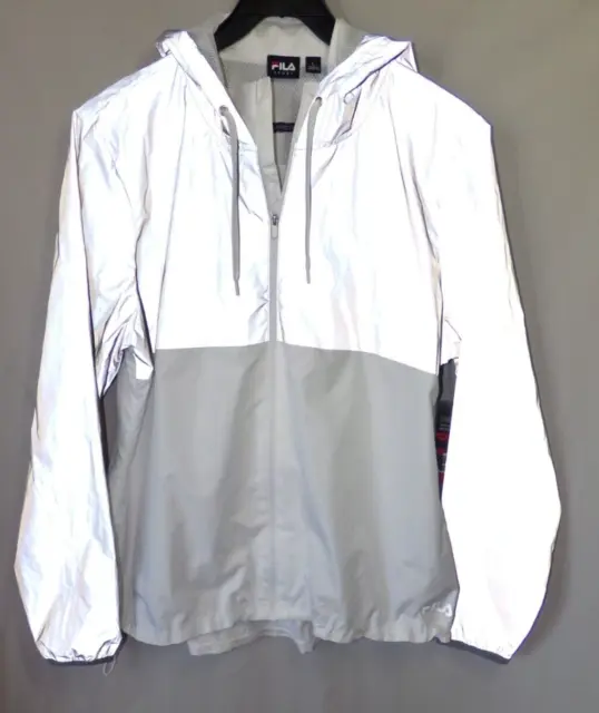 NEW Fila Sport Reflective Hooded Windbreaker Jacket Womens Large Running Walking