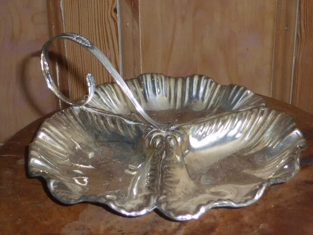 Gorgeous Antique Victorian Silver Plate Trefoil Sweetmeat/Canape Dish, c1890