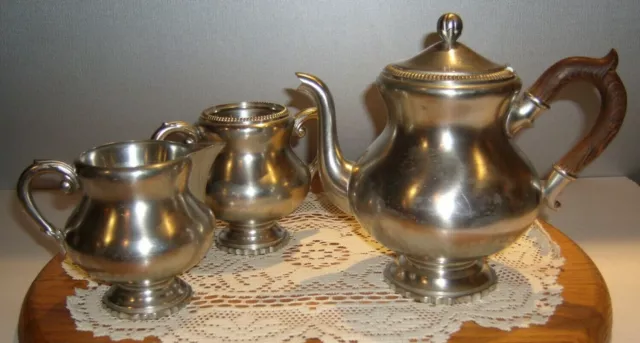 Vintage Royal Holland Pewter KMD Tiel Tea Set 3 piece made in Holland