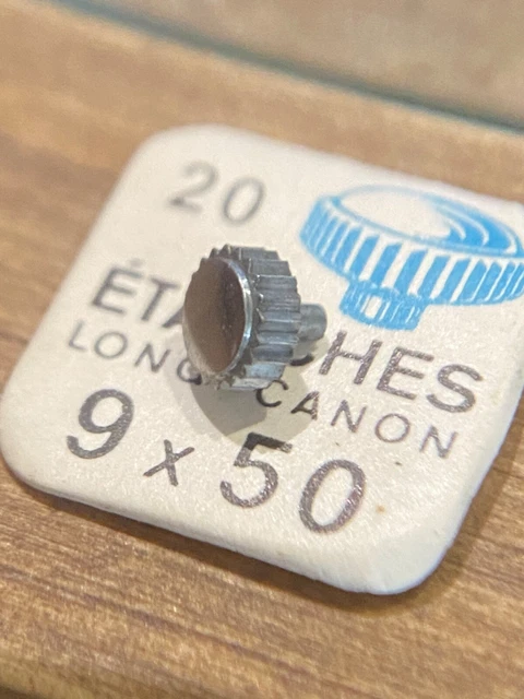 Couronne De Montre étanche Canon Court - Filetage 0.90, Chromé, NOS (neuf Avec Défauts)