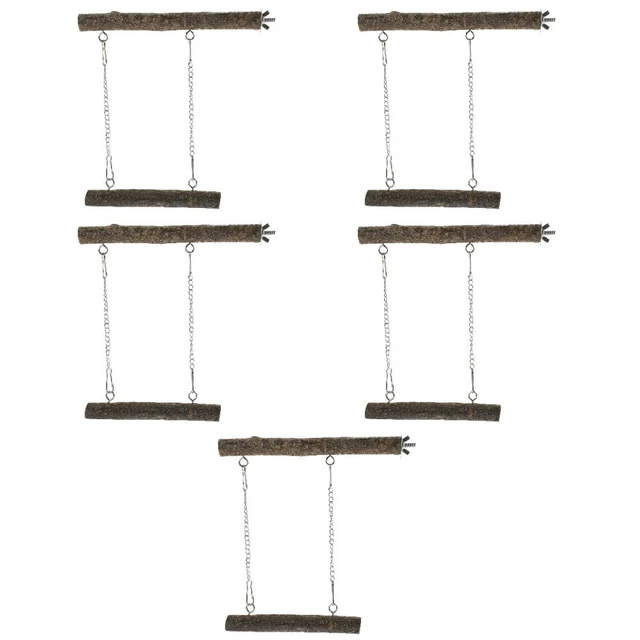 5 Sets Papageienspielzeug Vogel Steht Papageienschaukel Holzdekor Vogelhaus