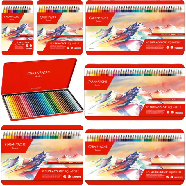 Caran d'Ache Supracolor Water Soluble Colour Pencils 12 18 30 40 80 120