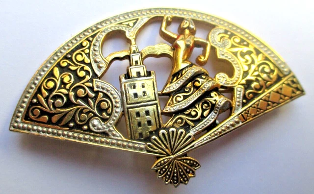 Ancienne Broche En Or De Tolède - Grand Coq Rare, Bijou Vintage Années 1970, Occasion Très Bon état
