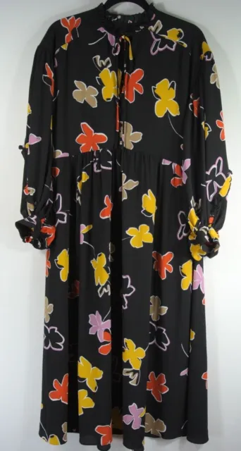 NEW Ted Baker Yviee Chuck Ruffle Long Sleeve Floral Midi Dress SZ 1 US 4 #D5499