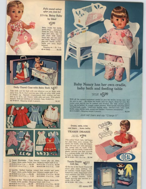 1965 PAPER AD Ideal Tearie Dearie Doll Betsy Baby Thirstee Tears Bareskin