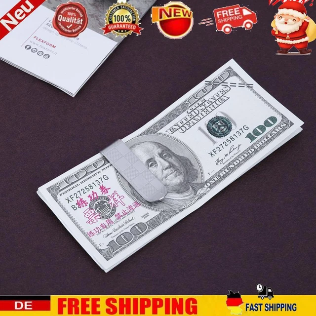Stainless Steel Credit Card Holder Portable Plaid Cash Clips for Business Travel