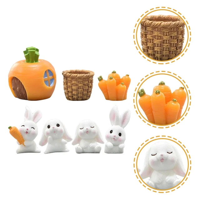 7 Pcs Bunny Statue Decor Micro Landscape Bunny Adornos Para Hogar Accessories