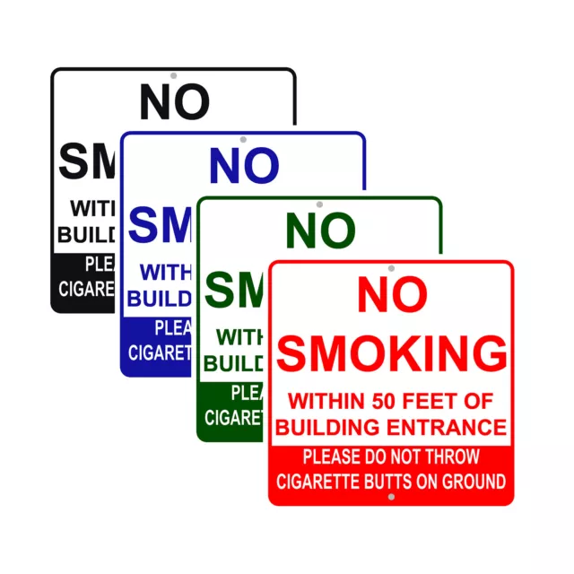 No Smoking Within 50 Feet Building Entrance 12"x12" Novelty Aluminum Metal Sign