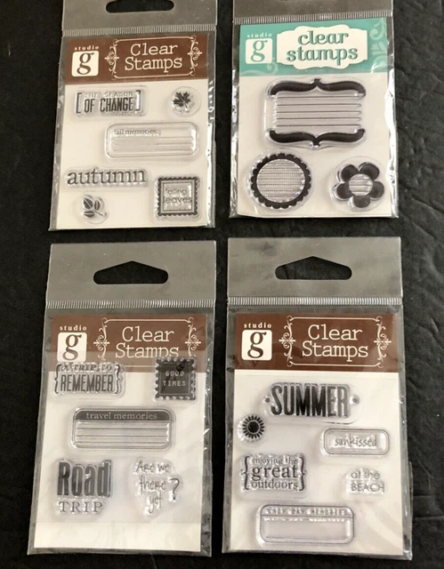 Studio G Clear Cling Acrylic Stamp Lot 4 Seasons Summer Autumn Road Trip Travel