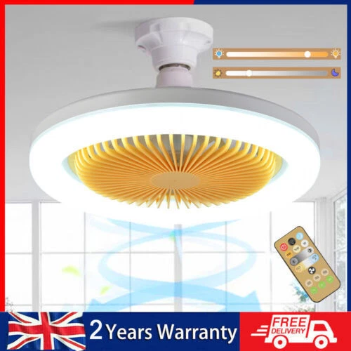 Adjustable Modern Led Ceiling Fan with Light E27 Bedroom Living Room Fan Lamp UK