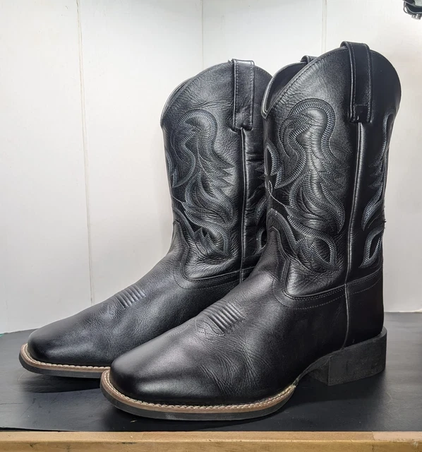 CODY JAMES MENS Ace Western Boot Broad Square Toe Black Leather 10 EE ...