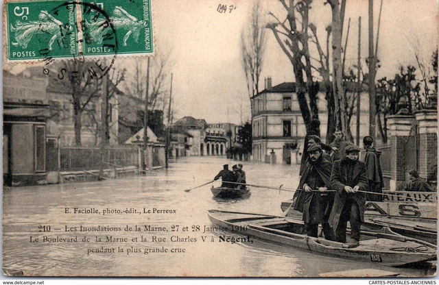 94 NOGENT SUR MARNE - crue de 1910, le boulevard de la marne