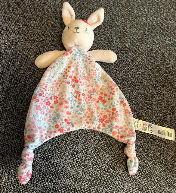 MORRISONS LITTLE NUTMEG Pink Floral Bunny Rabbit Baby Comforter Blankie