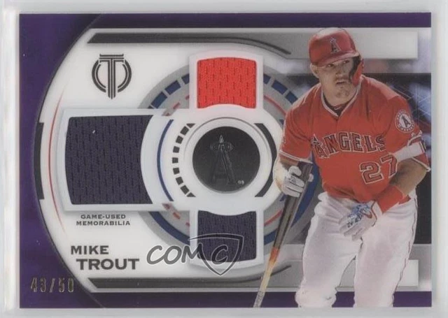 2019 Topps Tribute Tribute Triple Relics Purple /50 Mike Trout #TTR-MT