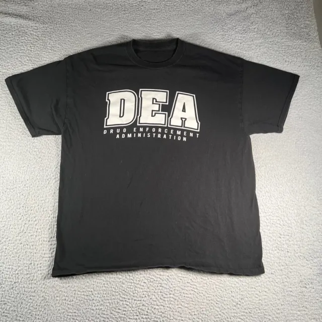 DEA Tee Shirt Men Black Short Sleeve Drug Enforcement Agency Stretch Classic Fit