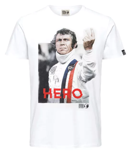 T shirt Hero Seven Steve Mc Queen Legend blanc Victory white