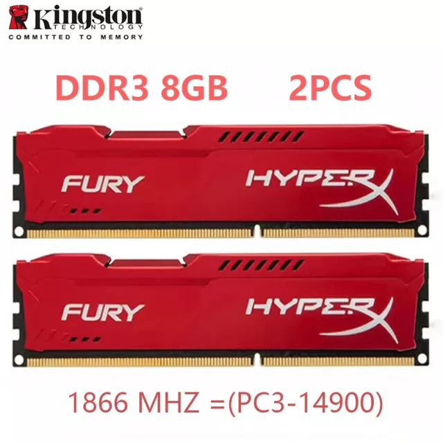 KINGSTON HyperX FURY DDR3 1866 16GB KIT 2x 8GB PC3-14900 Desktop RAM Memory DIMM