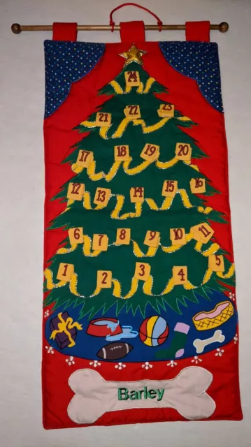 Dog Advent Calendar Orvis Christmas Tree Bone Embroidered Barley Reusable 29X14