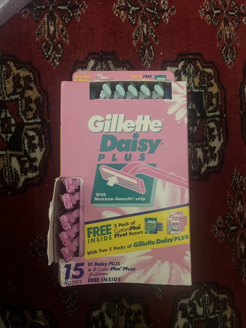 Gillette Daisy Plus 1995 paquete de 5 maquinillas de afeitar en paquete con tira lisa de humedad