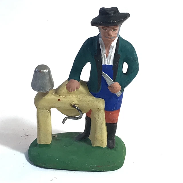 Ancien Santon De Crèche Taille 1 - Personnage Rémouleur - Tradition Provençale - État D'Usage