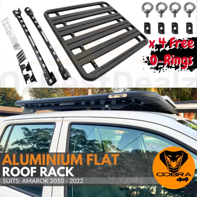 Cobra 4x4 Flat Roof Rack Aluminium Fits Amarok 2010 on Platform Steel Brackets