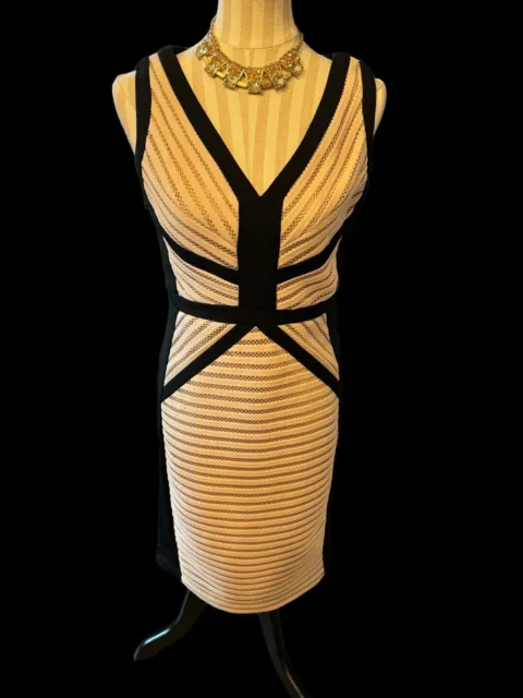 JAX Black Sleeveless Dress Size 6 Cocktail New Color Block Slimming Evening